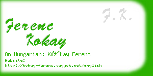 ferenc kokay business card